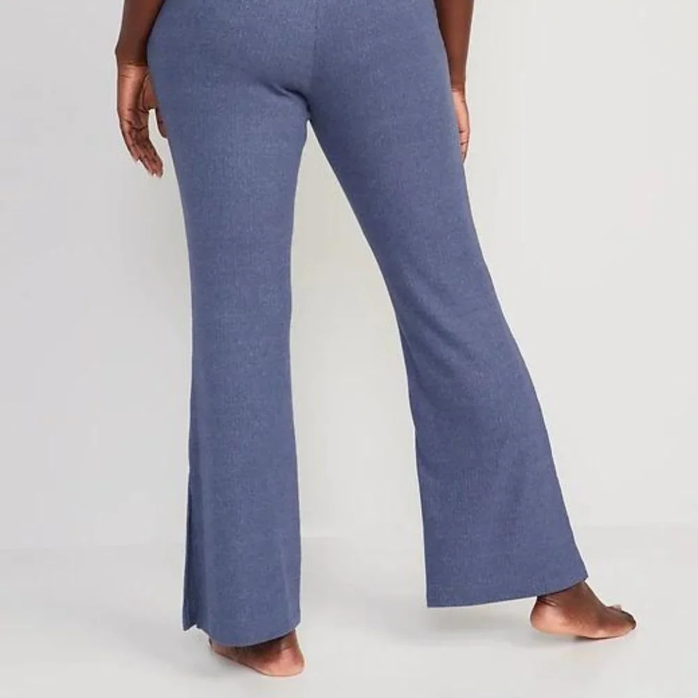 Old Navy High-Waisted Rib-Knit Split Flare Lounge Pants for Women New - Picture 8 of 11
